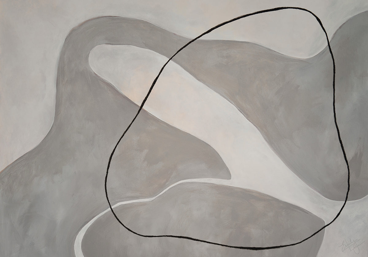 Print: Repose by Emily Loke, drawn from studies of the female form, the arcing shapes of Repose trace the quiet curves and flowing lines of a body at rest
