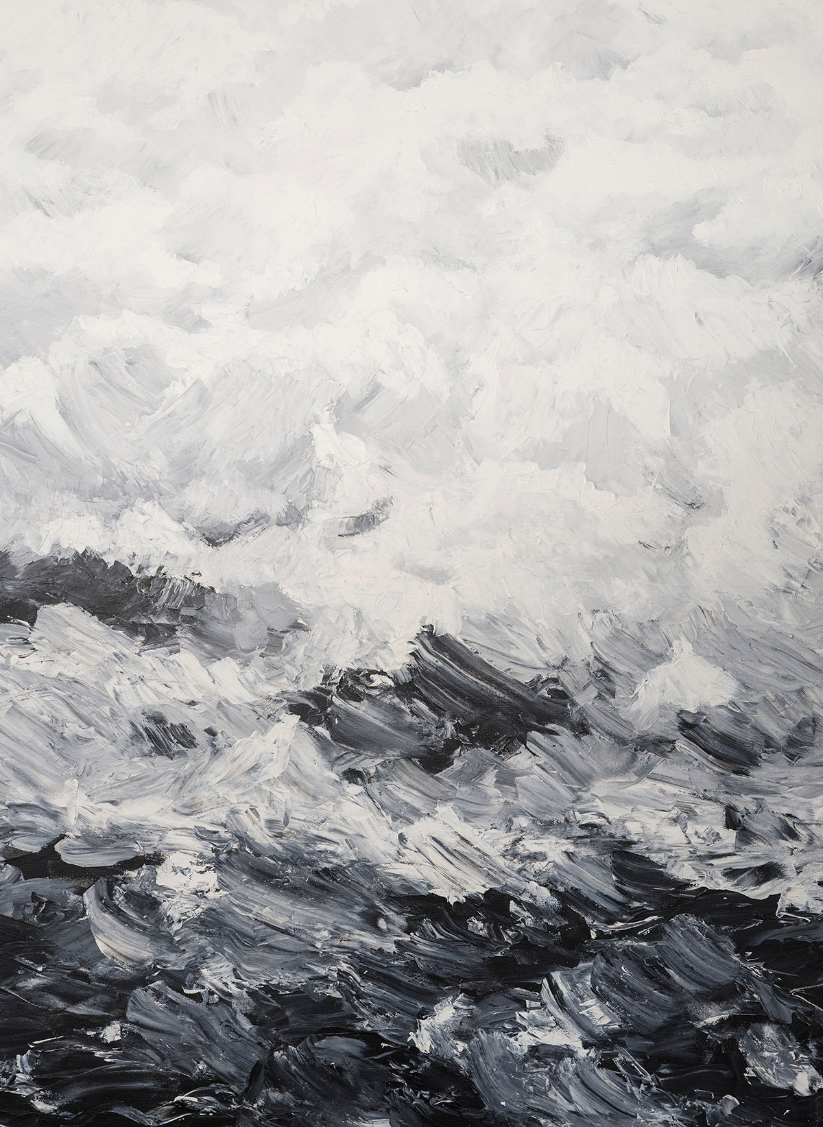 Print: Storm At The Marina by Emily Loke, juxtaposing dramatic imagery with a sophisticated monochromatic palette, Storm at the Marina is a commanding abstract that evokes the raw energy of a tempest over water