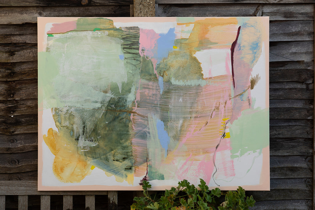 The Strata of Us 2 original artwork, acrylic, oil, graphite, wax pastel, and watercolour on canvas, by Chen Sands exploring joy and sweetness, and the hope and promise that remain, even in the midst of life’s bittersweet turns