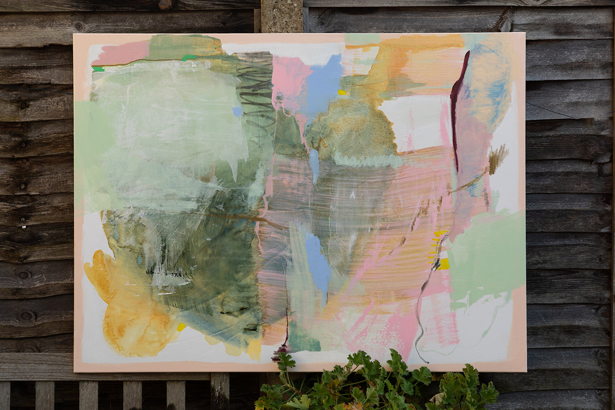 The Strata of Us 2 original artwork, acrylic, oil, graphite, wax pastel, and watercolour on canvas, by Chen Sands exploring joy and sweetness, and the hope and promise that remain, even in the midst of life’s bittersweet turns