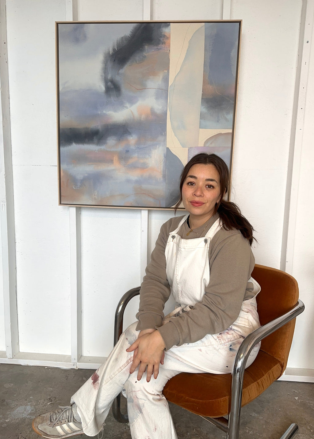 Original Artwork: Sleepwalking No. 1 with artist Melanie Cheung, acrylic, graphite and oil pastel on sewn cotton canvas, exploring the space between waking and dreaming, delving into the subconscious where memories, thoughts, and emotions resurface in dream form