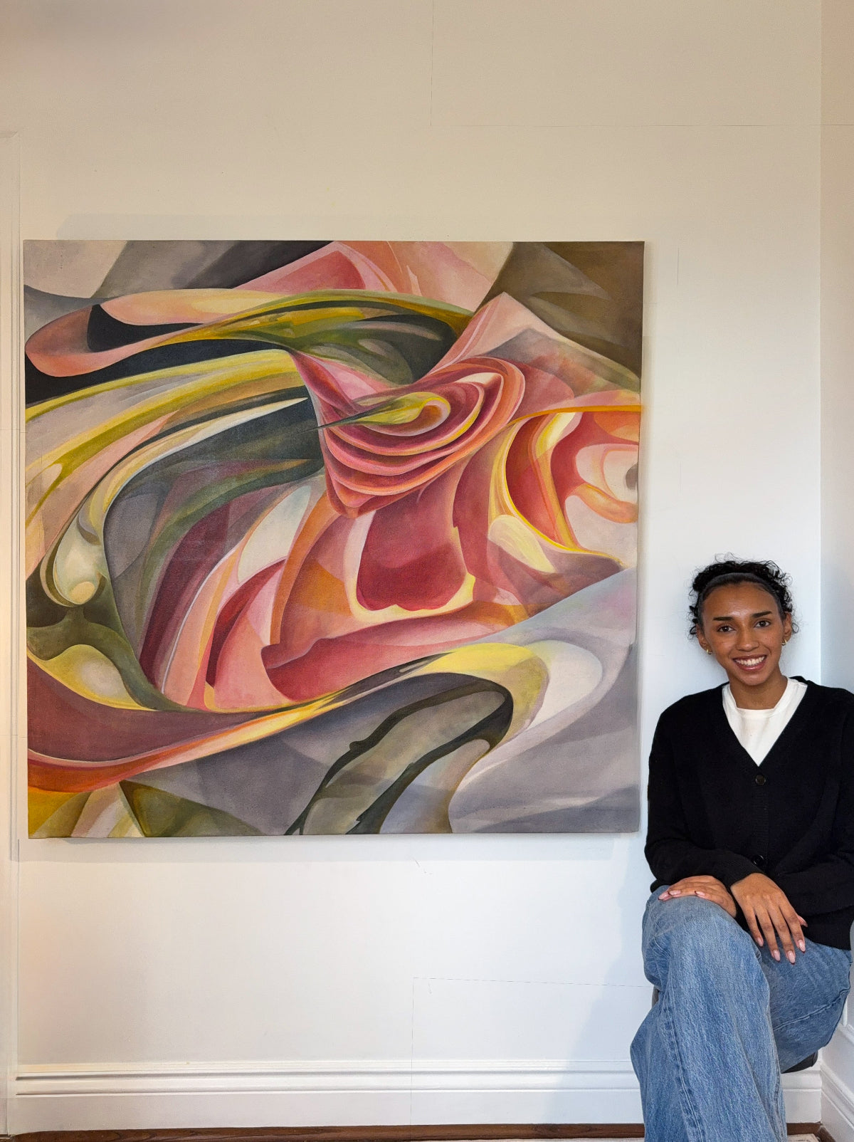 Original Artwork: A Gift to You with artist Mya Naidoo, oil on canvas, offering a glimpse into a love story, not romantic, but one rooted in deep, platonic connection