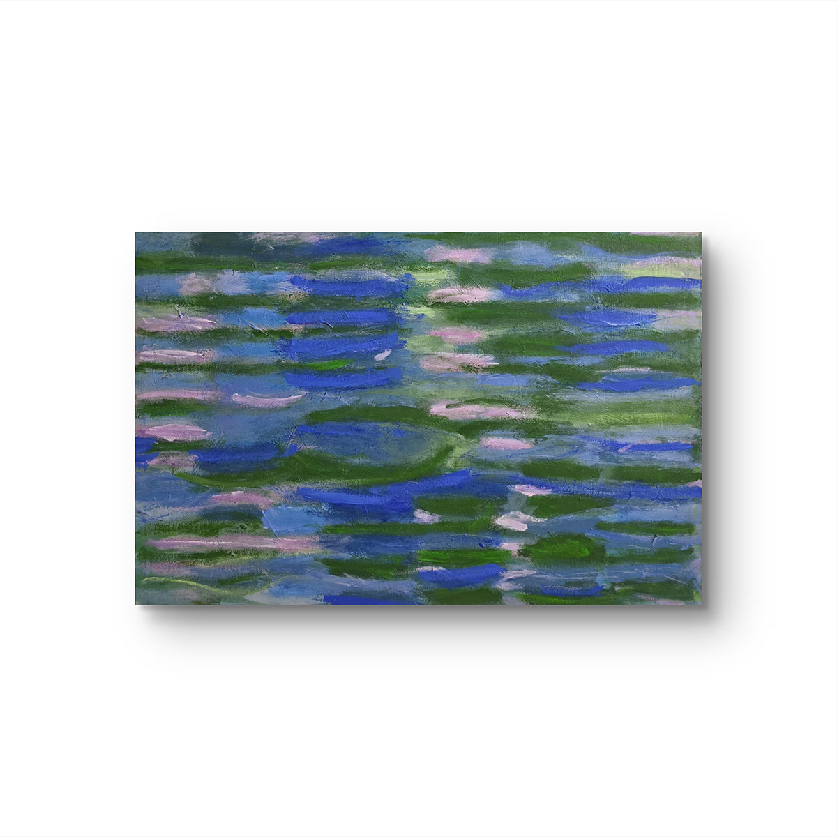 Original Artwork: Pink and Blue Fish by artist Aimi Kaiya, mixed media on canvas, this piece evokes a quiet sense of connection, stillness, and peaceful presence through layered colour and intuitive, fluid forms
