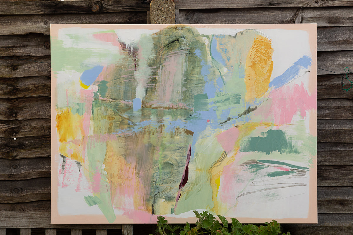 The Strata of Us 3 original artwork, acrylic, oil, graphite, wax pastel, and watercolour on canvas, by Chen Sands exploring joy and sweetness, and the hope and promise that remain, even in the midst of life’s bittersweet turns