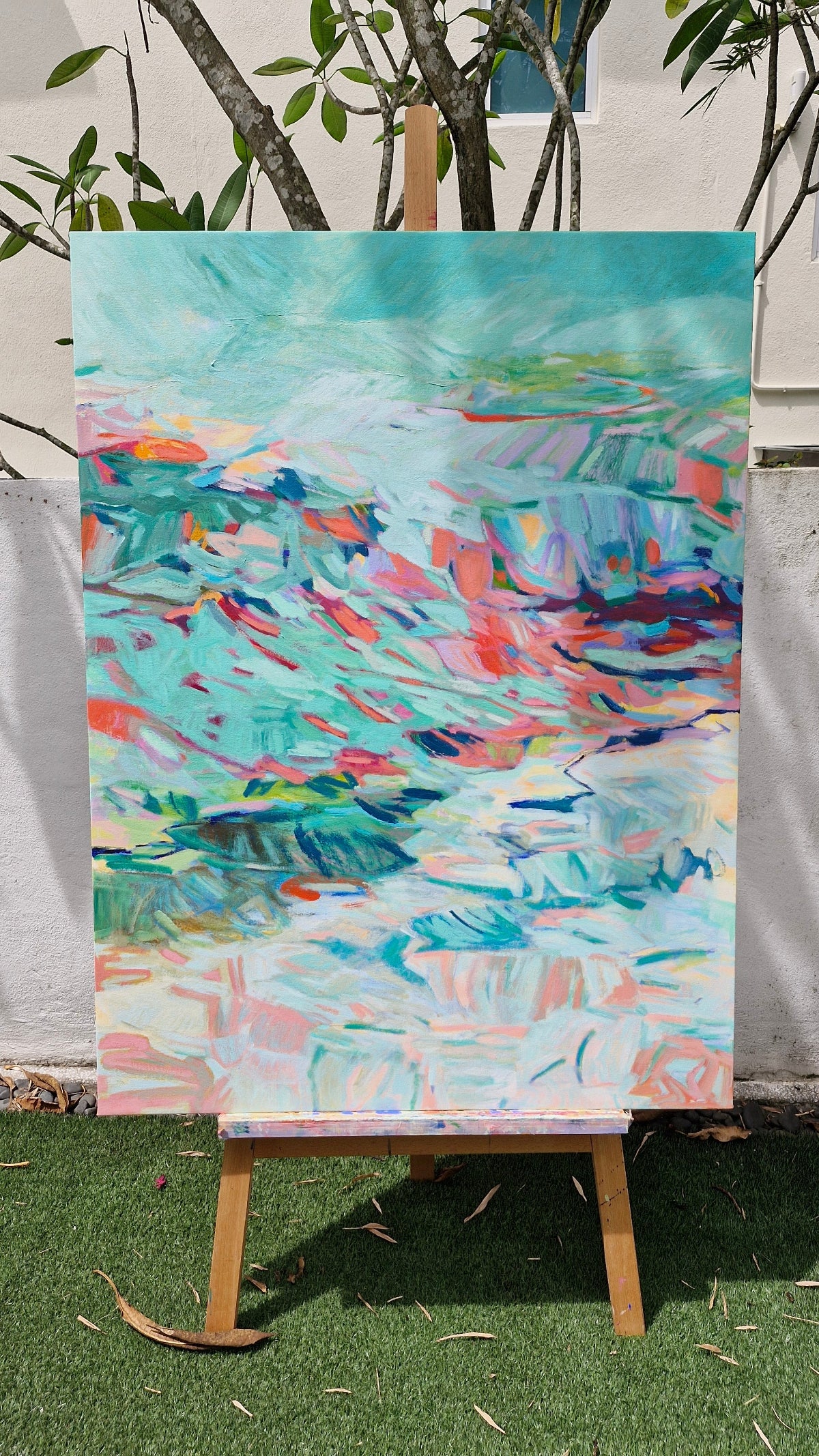 Original Artwork: Breathe In by Emy Thiran, acrylic on canvas, capturing the essence of sensation-how energy moves, swells, and recedes