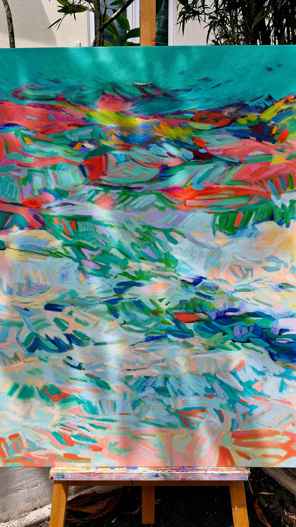 Original Artwork: Breathe Out by Emy Thiran, acrylic on canvas, captures the essence of sensation-how energy moves, swells, and recedes