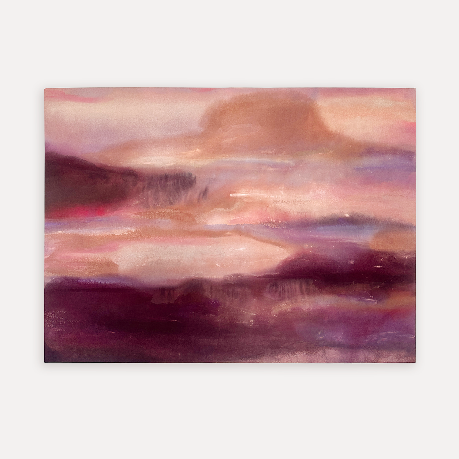 Unknowns No. 1 by Melanie Cheung, acrylic, graphite and oil pastel on cotton canvas, hinting at a landscape that feels familiar, even if we can't pinpoint why