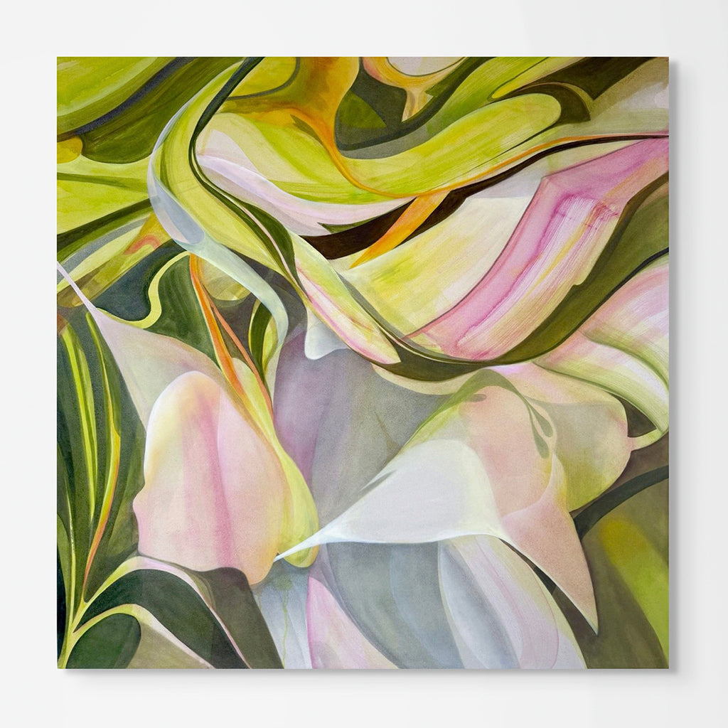 Hush original artwork, oil on canvas, by Mya Naidoo showing a meditation on stillness and presence.