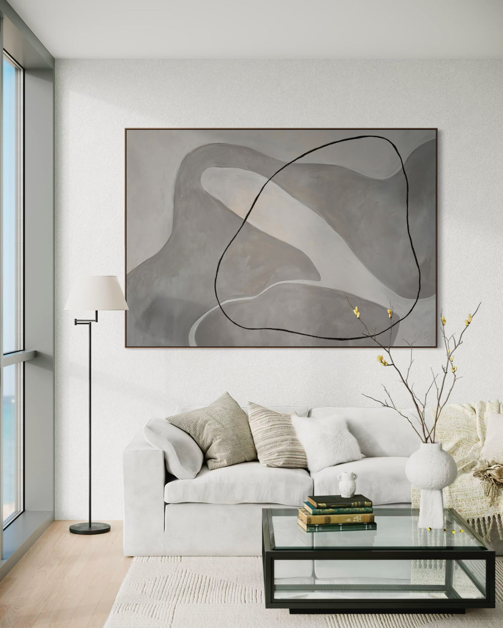 Print: Repose by Emily Loke, drawn from studies of the female form, the arcing shapes of Repose trace the quiet curves and flowing lines of a body at rest