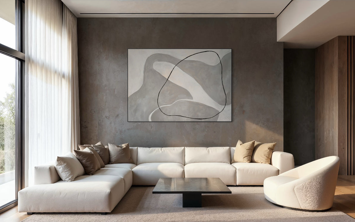 Print: Repose by Emily Loke, drawn from studies of the female form, the arcing shapes of Repose trace the quiet curves and flowing lines of a body at rest