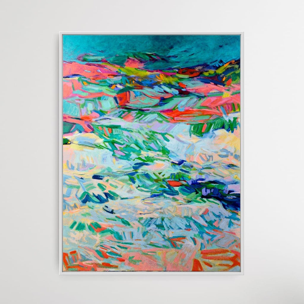 Print: Breathe Out by Emy Thiran, acrylic on canvas, captures the essence of sensation-how energy moves, swells, and recedes