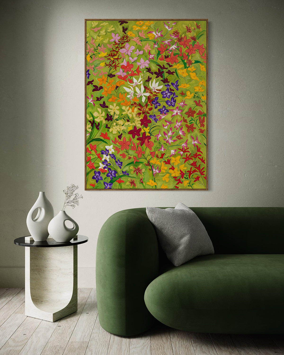 Orchids in the Wind II by Tia Avila, capturing the breathless movement of nature in a garden of orchids