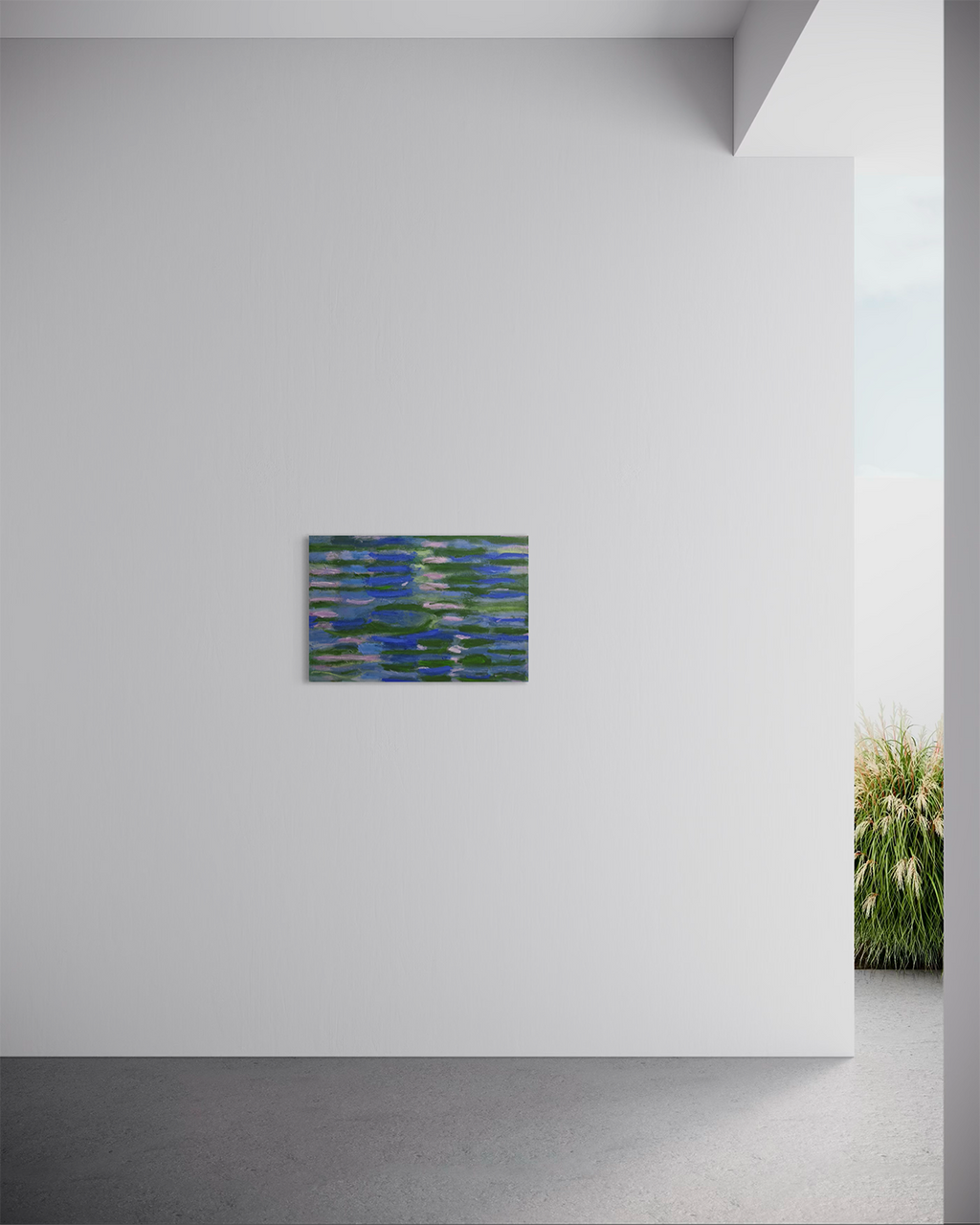 Original Artwork: Pink and Blue Fish by artist Aimi Kaiya, mixed media on canvas, this piece evokes a quiet sense of connection, stillness, and peaceful presence through layered colour and intuitive, fluid forms