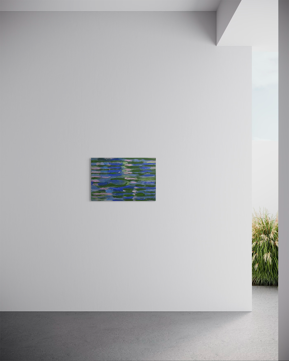Original Artwork: Pink and Blue Fish by artist Aimi Kaiya, mixed media on canvas, this piece evokes a quiet sense of connection, stillness, and peaceful presence through layered colour and intuitive, fluid forms