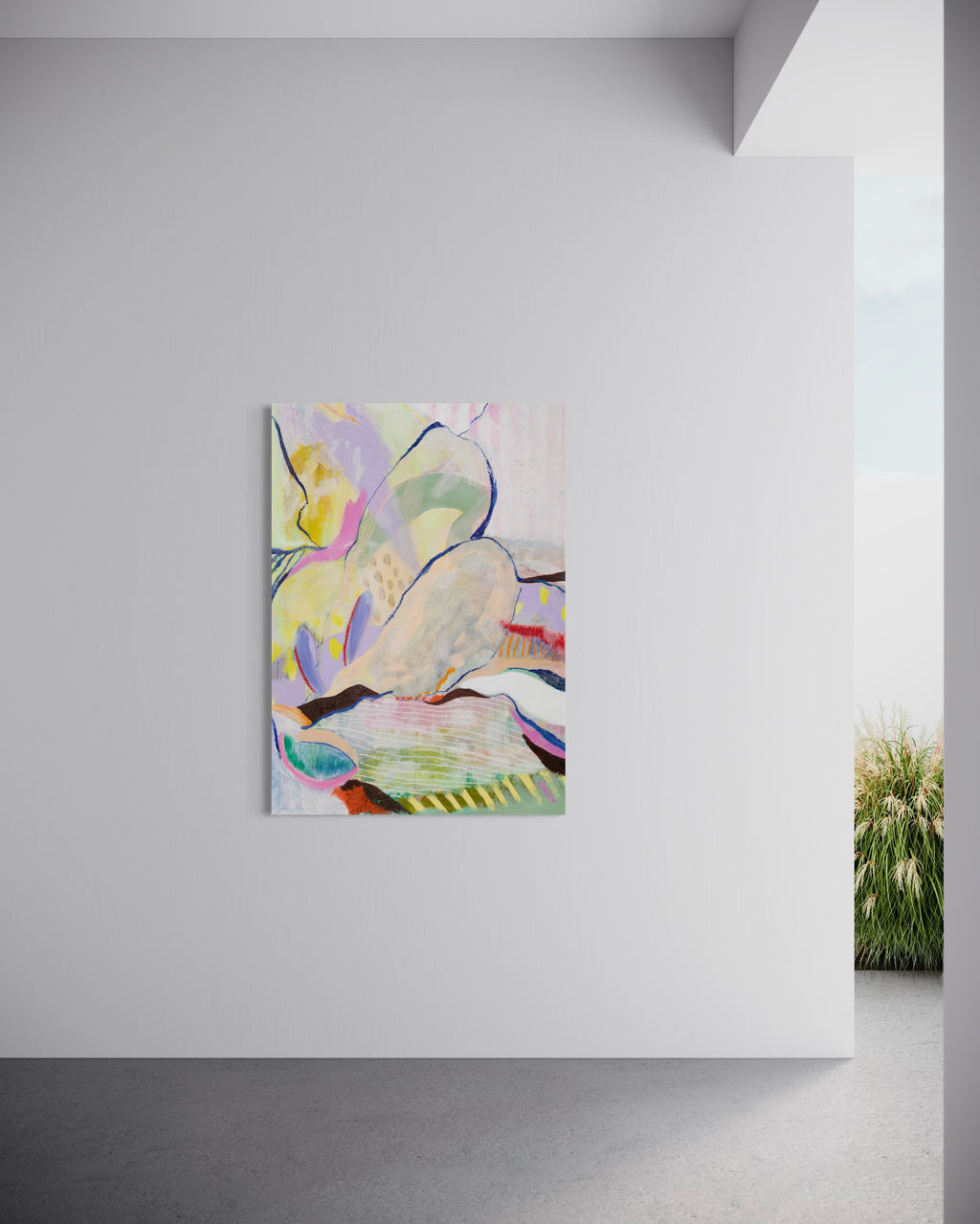 Original Artwork: Long Distance by Chen Sands, mixed media, acrylic, watercolour, and oil pastel, celebrates friendships that have stayed true, even when miles apart