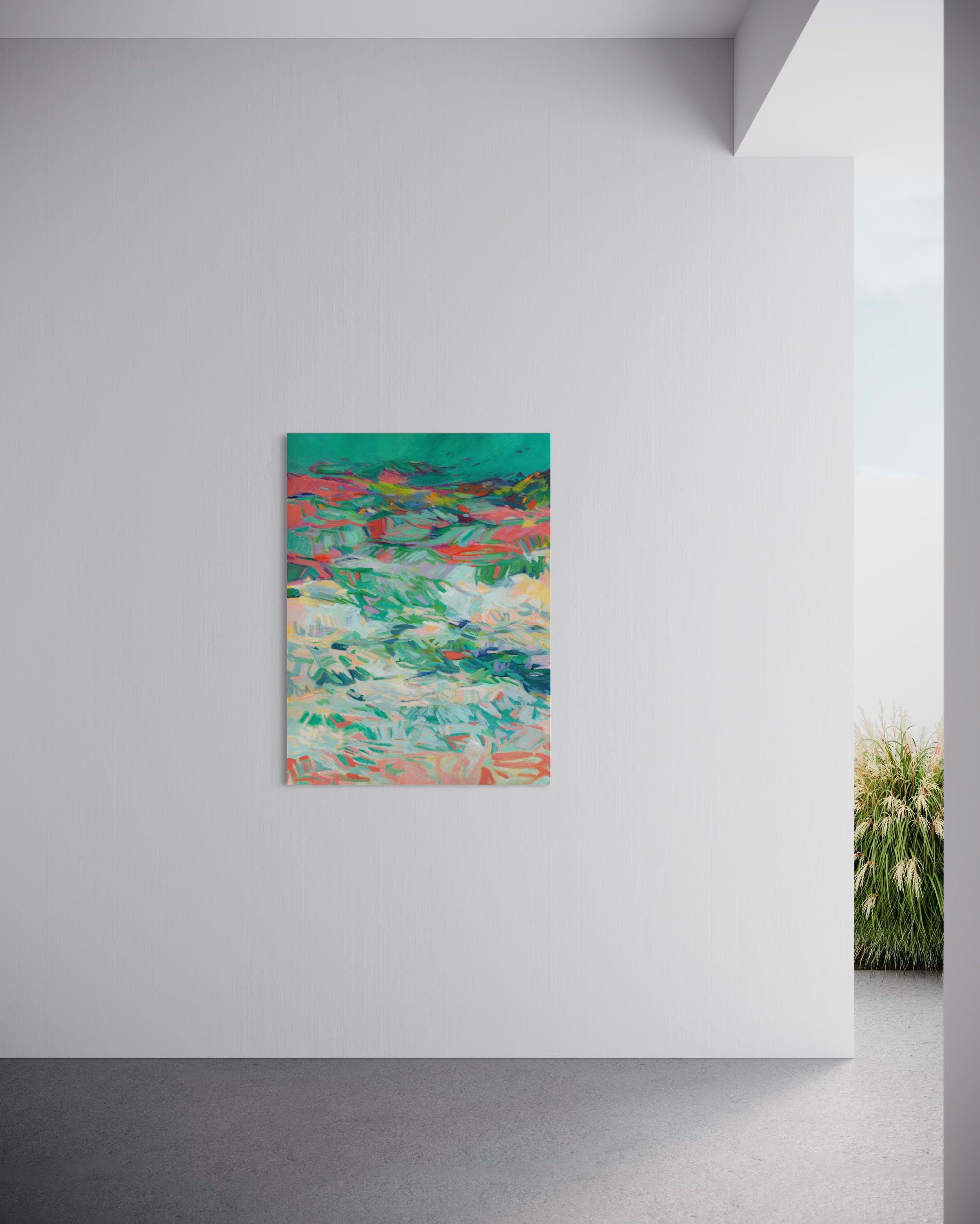 Original Artwork: Breathe Out by Emy Thiran, acrylic on canvas, captures the essence of sensation-how energy moves, swells, and recedes