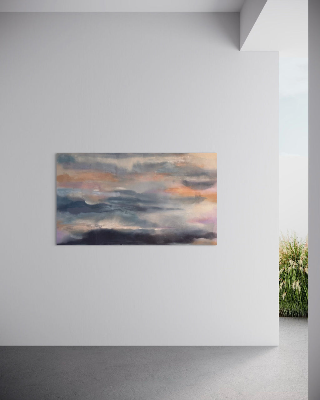 Original Artwork: Daydream No. 1 by Melanie Cheung, acrylic, graphite and oil pastel on cotton canvas, evoking the feeling of drifting into that in-between space where one is slipping into a dream, or about to fall asleep