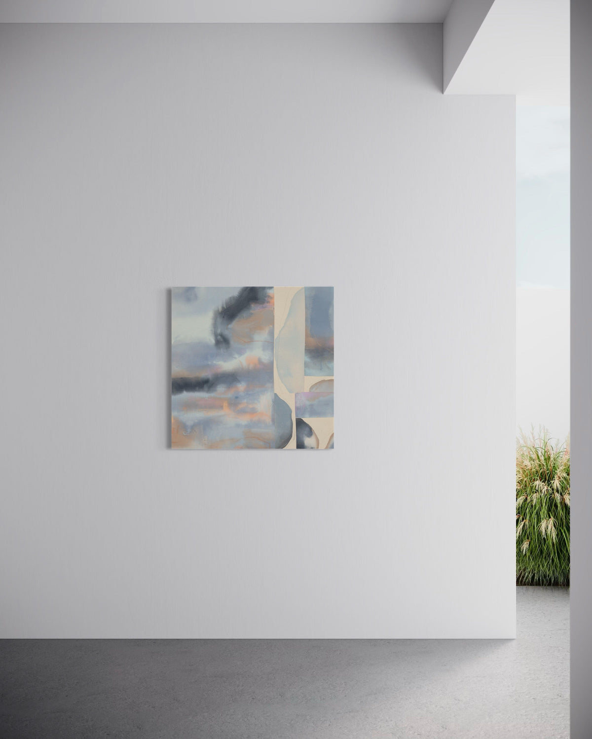 Original Artwork: Sleepwalking No. 1 by Melanie Cheung, acrylic, graphite and oil pastel on sewn cotton canvas, exploring the space between waking and dreaming, delving into the subconscious where memories, thoughts, and emotions resurface in dream form