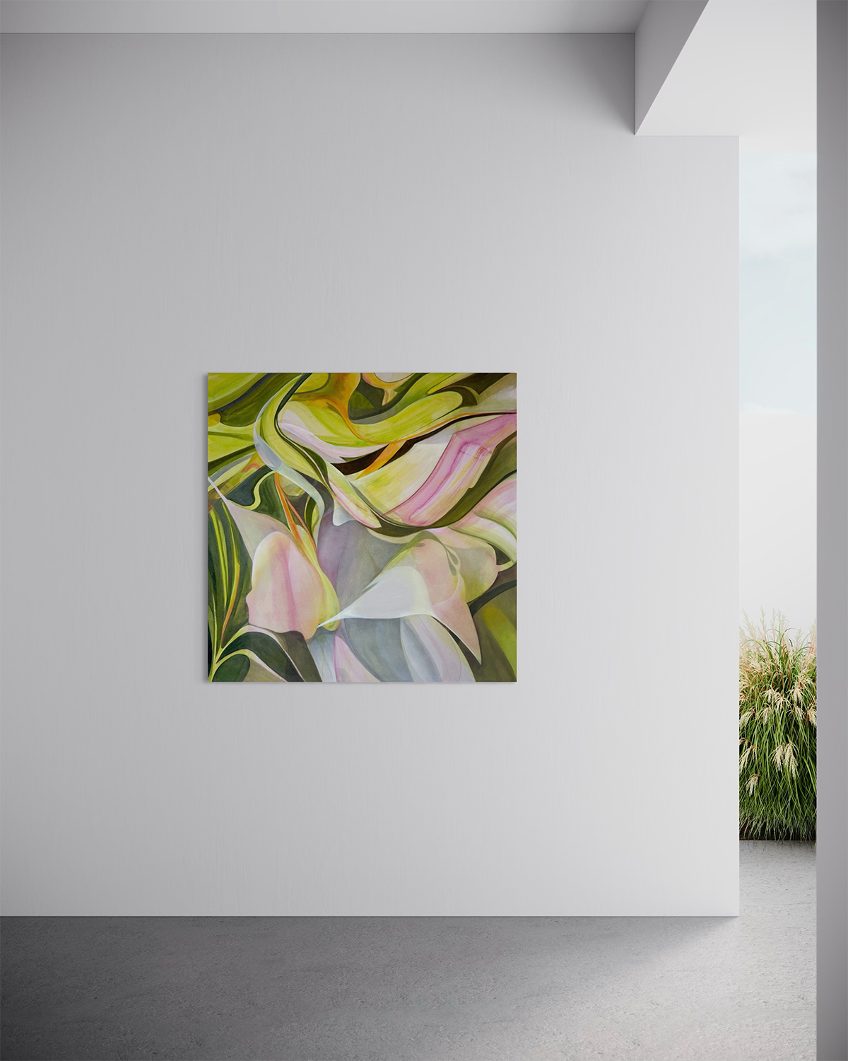 Hush original artwork, oil on canvas, by Mya Naidoo showing a meditation on stillness and presence.