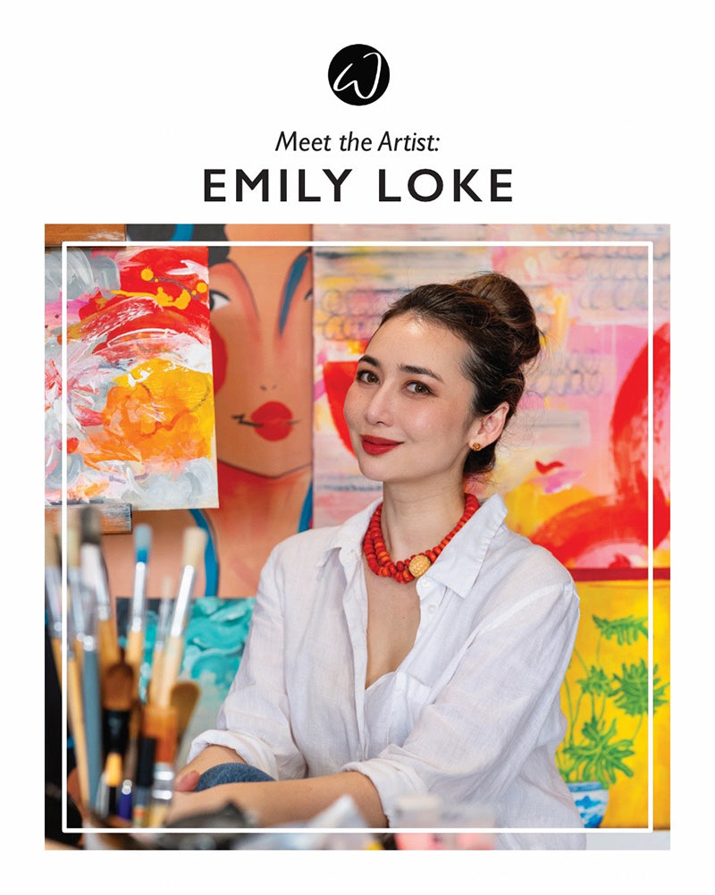 Meet the artist: Emily Loke is a Singaporean artist and designer whose work blends bold colour, graphic form, and expressive storytelling.